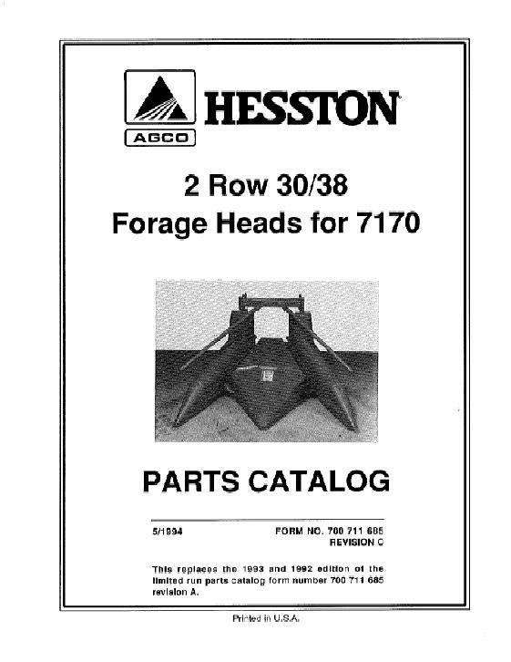 AGCO FH2R30 Corn Head (2 row 30 38 inch) Parts Book 700711685C English