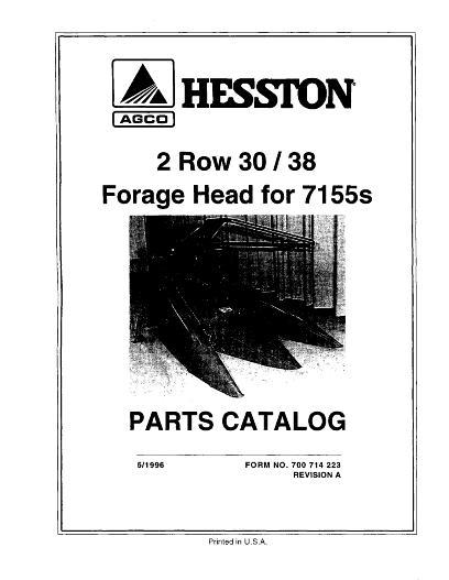 AGCO FH2R30 Corn Head (2 row 30 38 inch) Parts Book 700714223 English