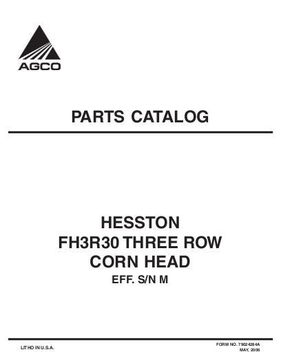 AGCO FH3R30 Corn Head (3 row 30 inch, eff sn 'M') Parts Book 79024284A English