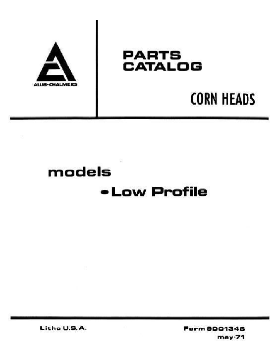 AGCO FL GL KL Series Corn Head (early low profile, 1971) Parts Book 79001346 English