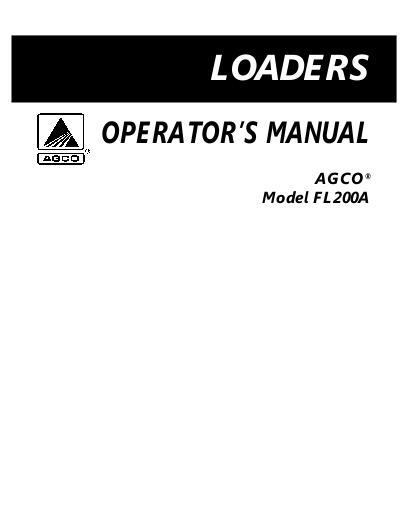 AGCO FL200A Loader Operator Manual 4283164M1 English