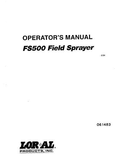 AGCO FS500 Field Sprayer Operator Manual L061483 English 1 AGCO FS500 Field Sprayer Operator Manual L061483 English