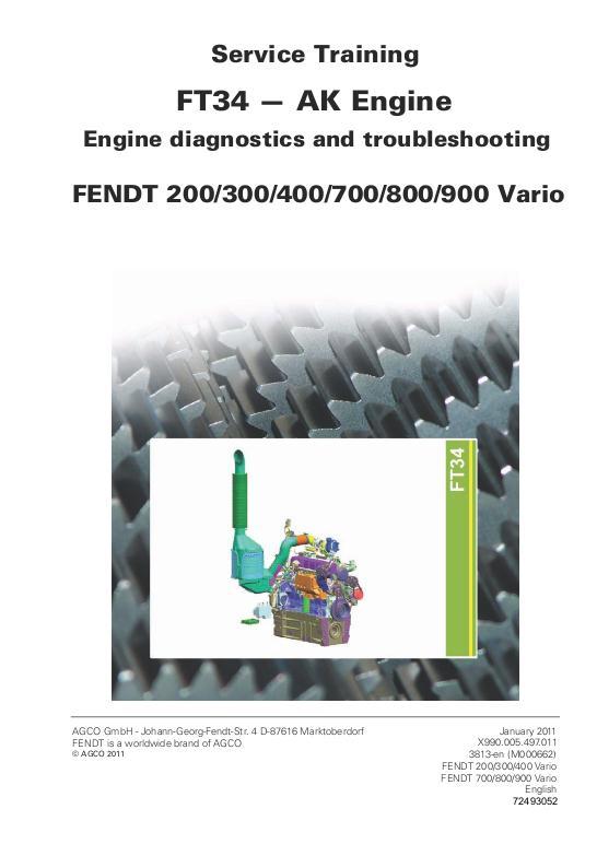 AGCO FT34 - AK Engine Diagnostics & Troubleshooting (service training) Service Manual 72493052 English