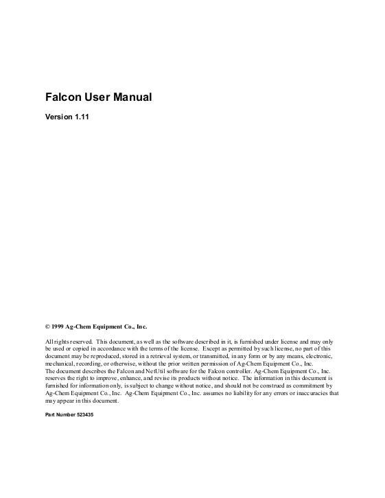 AGCO Falcon Control System (version 1.11) Operator Manual AG523435 English 1 AGCO Falcon Control System (version 1.11) Operator Manual AG523435 English