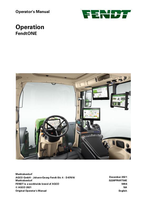 AGCO FendtONE Fendt ONE (later tractors, NT03 display) Operator Manual 72667563 English 1 AGCO FendtONE Fendt ONE (later tractors, NT03 display) Operator Manual 72667563 English