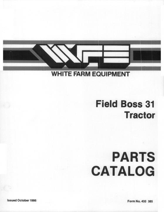 AGCO Field Boss 31 (FB31 FB 31) Tractor Parts Book 433385 English