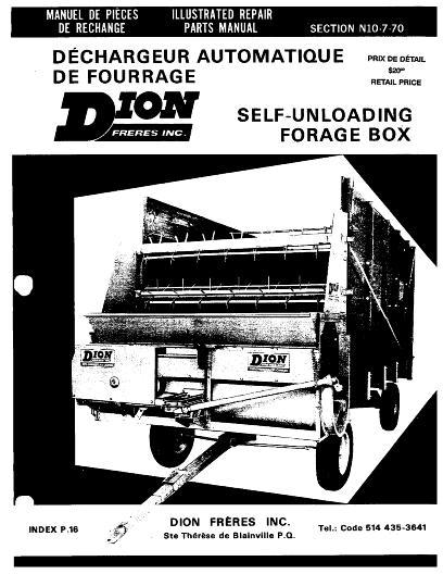 AGCO Forage Box (self unloading) Parts Book N10770 Multiple