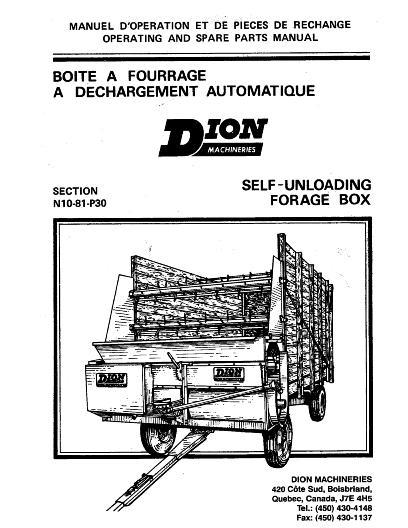 AGCO Forage Box (self unloading) Parts Book N1081P30 Multiple