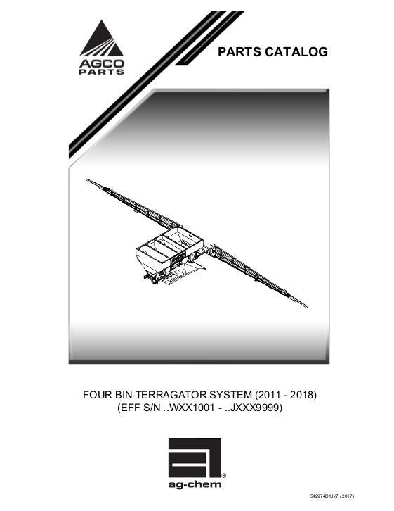 AGCO Four Bin TerraGator (system, eff sn Uxxx1001, 2009) Parts Book 524495D1D English