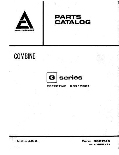 AGCO G GH Combine (eff sn 17001) Parts Book 79001746 English