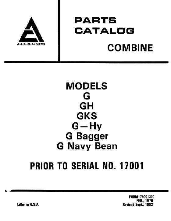 AGCO G GH Combine (prior sn 17001) Parts Book 79001300 English