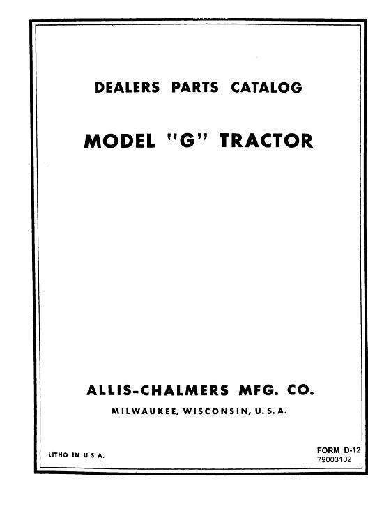 AGCO G Tractor Parts Book 79003102 English