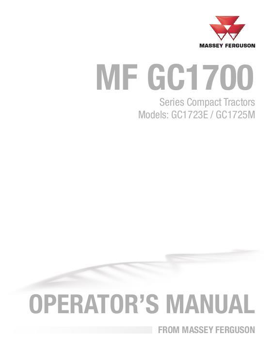 AGCO GC1723E GC1725M Compact Tractor Operator Manual ACW715279A English