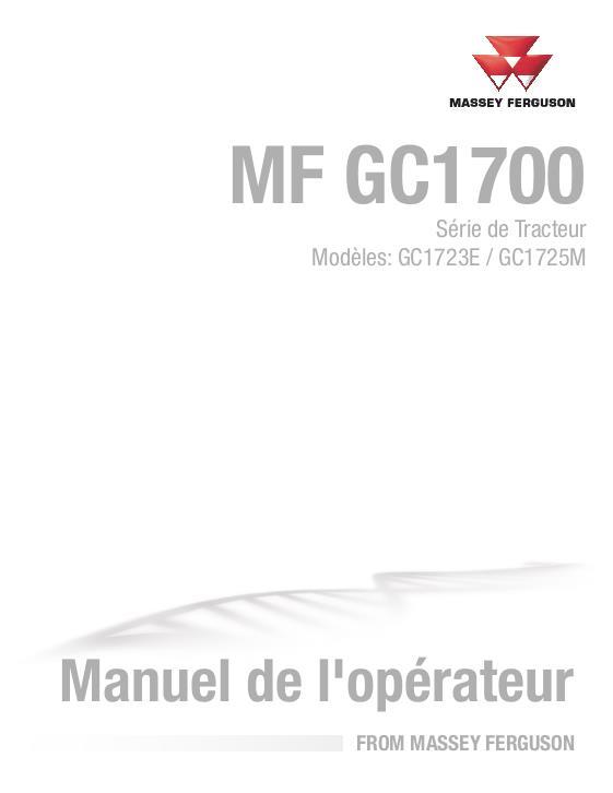 AGCO GC1723E GC1725M Compact Tractor Operator Manual ACW715280A French