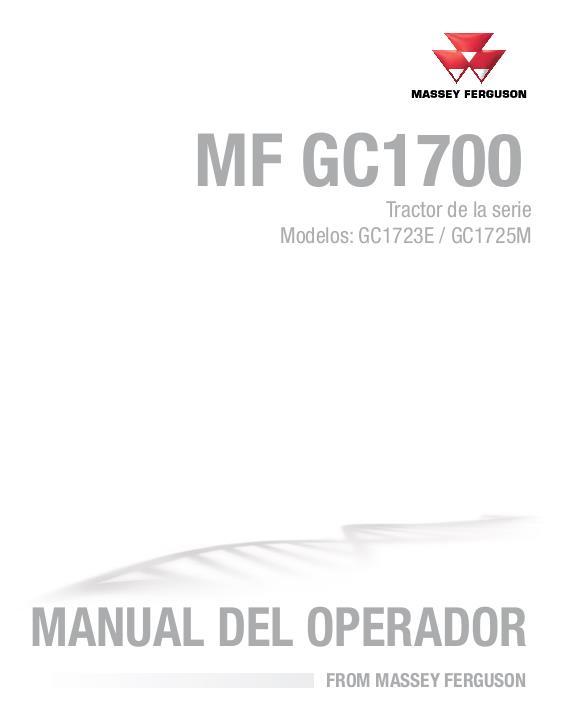 AGCO GC1723E GC1725M Compact Tractor Operator Manual ACW715281A Spanish
