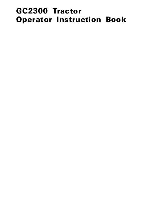 AGCO GC2300 Compact Tractor (prior sn JNA25201) Operator Manual 1449552M3 English