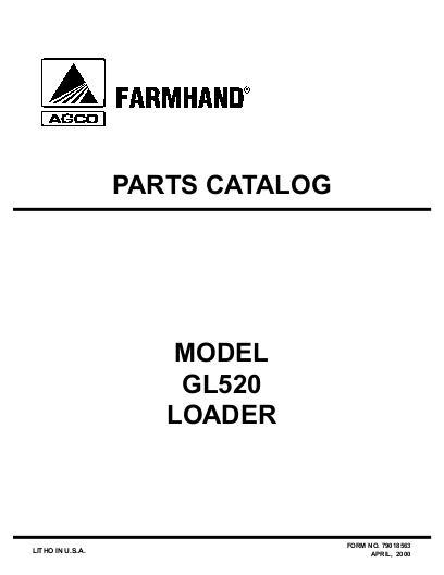 AGCO GL520 Loader (mounted, 1996) Parts Book 79018563 English