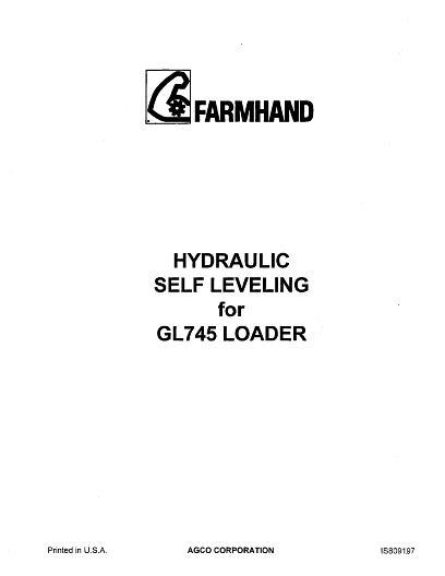 AGCO GL745 Loader Hydraulic Self-Leveling (1997) Operator Manual IS809197 English 1 AGCO GL745 Loader Hydraulic Self-Leveling (1997) Operator Manual IS809197 English