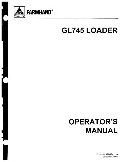 AGCO GL745 Loader (mounted, 1996) Operator Manual 1PD1741196 English 1 AGCO GL745 Loader (mounted, 1996) Operator Manual 1PD1741196 English
