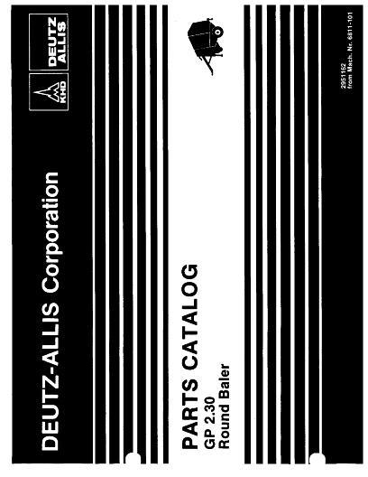 AGCO GP2.30 Round Baler Parts Book 2951162 English