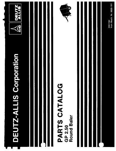 AGCO GP2.50 Round Baler Parts Book 2951164 English