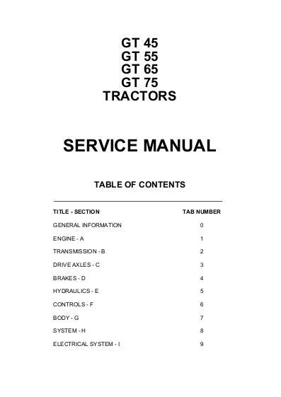 AGCO GT45 GT55 GT65 GT75 Tractor (packet) Service Manual 79021715 English