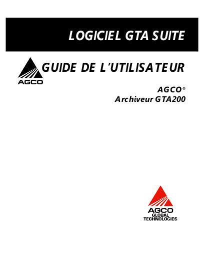 AGCO GTA 200 Record Keeping Operator Manual 79023550C French 1 AGCO GTA 200 Record Keeping Operator Manual 79023550C French