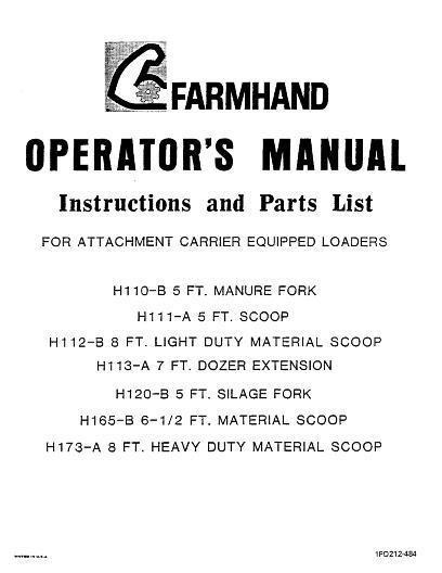 AGCO H110-B H111-A H112-B H113-A H120-B H165-B H173-A Load Operator Manual 1PD212484 English 1 AGCO H110-B H111-A H112-B H113-A H120-B H165-B H173-A Load Operator Manual 1PD212484 English