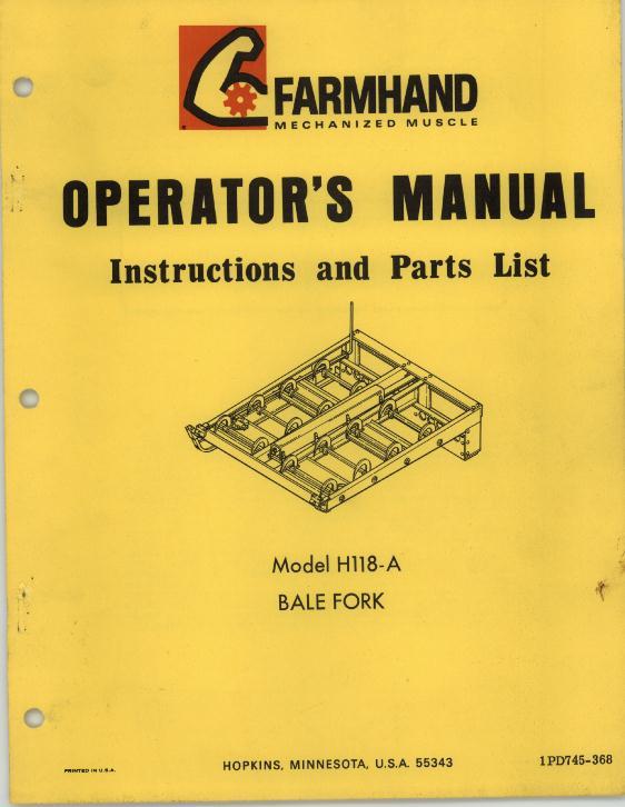 AGCO H118-A Bale Fork (1968) Operator Manual 1PD745368 English 1 AGCO H118-A Bale Fork (1968) Operator Manual 1PD745368 English