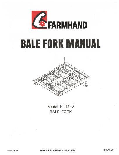 AGCO H118-A Bale Fork (1984) Operator Manual 1PD745284 English 1 AGCO H118-A Bale Fork (1984) Operator Manual 1PD745284 English