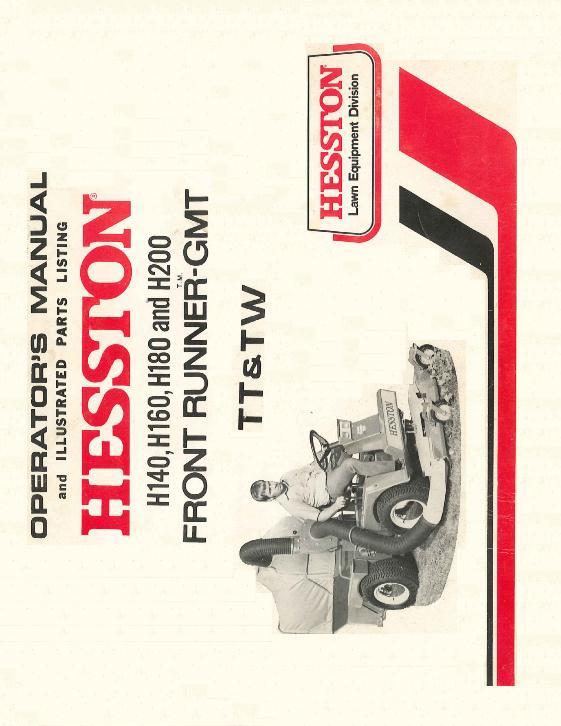 AGCO H140 H160 H180 H200 Mower (front runner, GMT, TT & TW) Operator Manual F-5523 English 1 AGCO H140 H160 H180 H200 Mower (front runner, GMT, TT & TW) Operator Manual F-5523 English