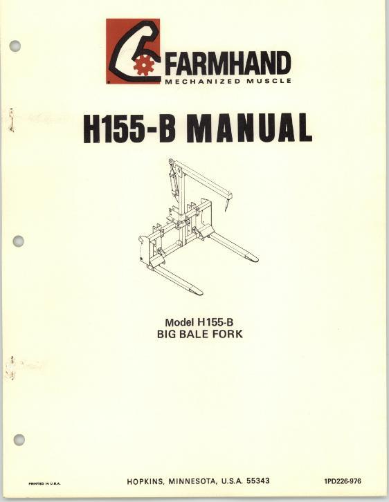 AGCO H155-B Big Bale Fork (1976) Operator Manual 1PD226976 English 1 AGCO H155-B Big Bale Fork (1976) Operator Manual 1PD226976 English