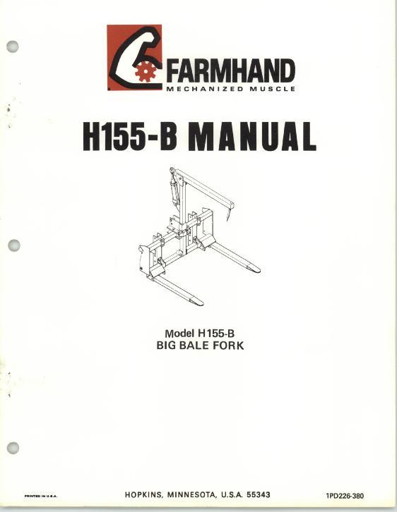 AGCO H155-B Big Bale Fork (1980) Operator Manual 1PD226380 English 1 AGCO H155-B Big Bale Fork (1980) Operator Manual 1PD226380 English