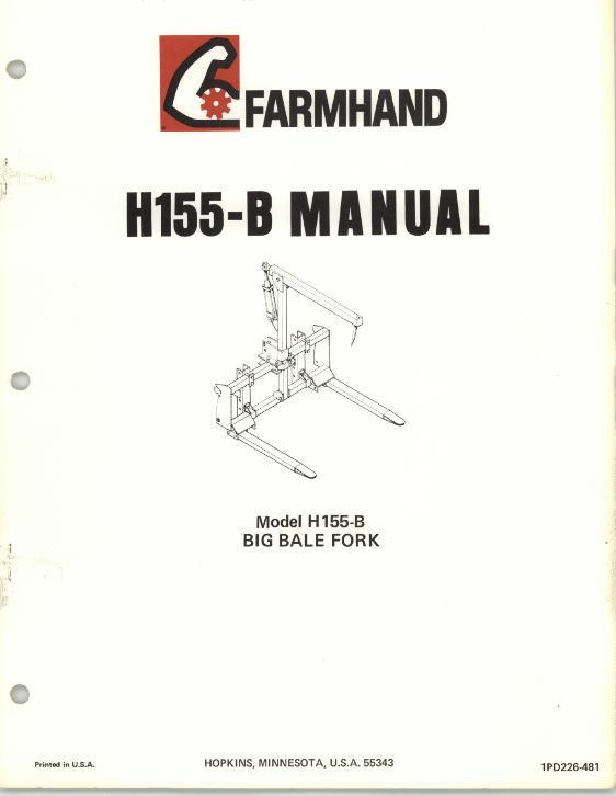 AGCO H155-B Big Bale Fork (1981) Operator Manual 1PD226481 English 1 AGCO H155-B Big Bale Fork (1981) Operator Manual 1PD226481 English