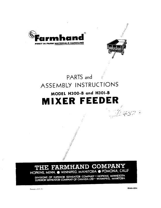 AGCO H300-B H301-B Mixer Feeder (1954) Operator Manual FS1601054 English 1 AGCO H300-B H301-B Mixer Feeder (1954) Operator Manual FS1601054 English