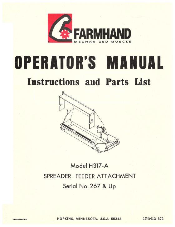 AGCO H317-A Spreader Feeder (attachment, eff sn 267, 1972) Operator Manual 1PD412872 English 1 AGCO H317-A Spreader Feeder (attachment, eff sn 267, 1972) Operator Manual 1PD412872 English