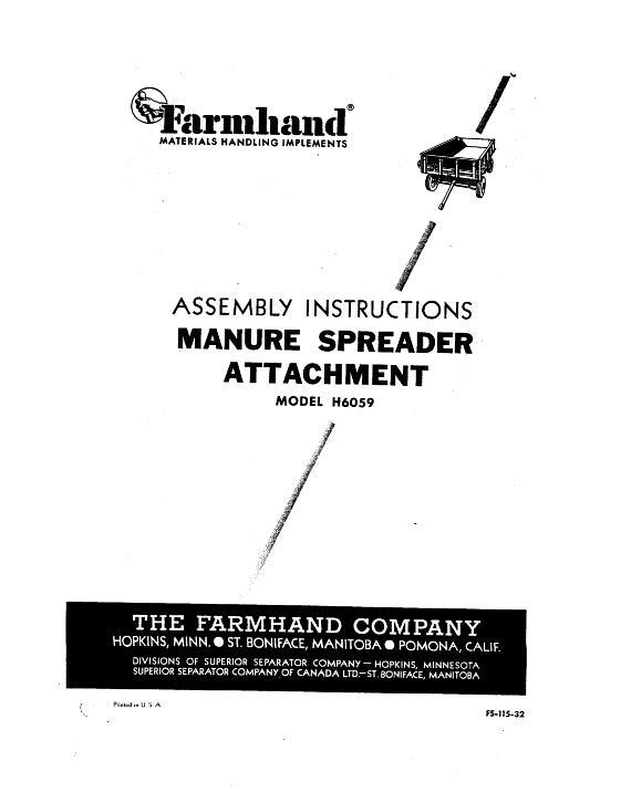 AGCO H6059 Manure Spreader Attachment Operator Manual FS11532 English 1 AGCO H6059 Manure Spreader Attachment Operator Manual FS11532 English