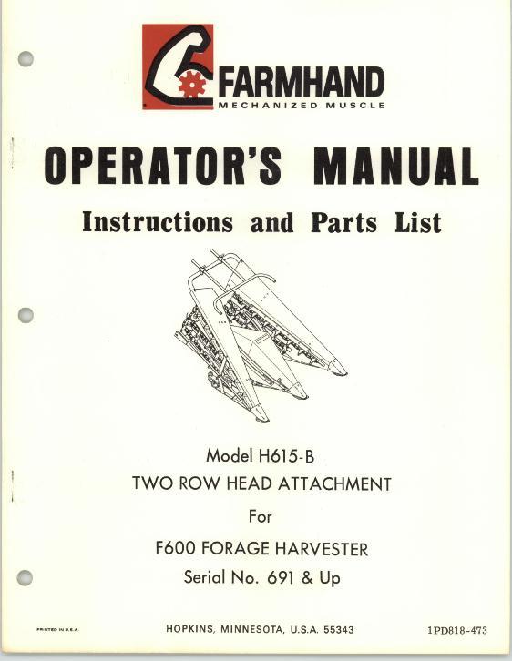 AGCO H615-B Head Attachment (2 row, for F600, eff sn 691, 1973) Operator Manual 1PD818473 English 1 AGCO H615-B Head Attachment (2 row, for F600, eff sn 691, 1973) Operator Manual 1PD818473 English