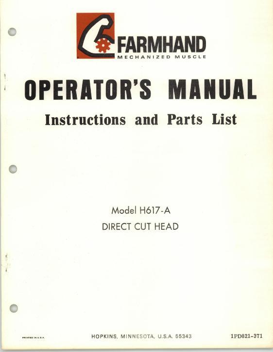AGCO H617-A Direct Cut Head (1971) Operator Manual 1PD821371 English 1 AGCO H617-A Direct Cut Head (1971) Operator Manual 1PD821371 English