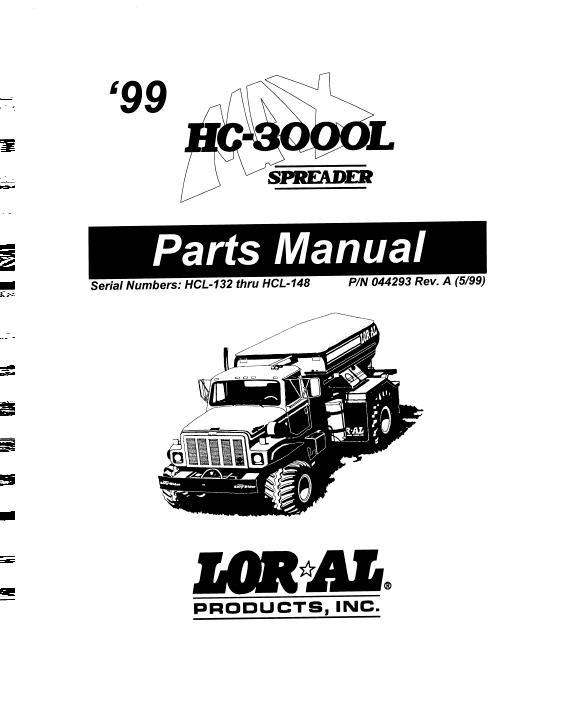 AGCO HC-3000L (HC3L) Spreader System Parts Book L044293A English