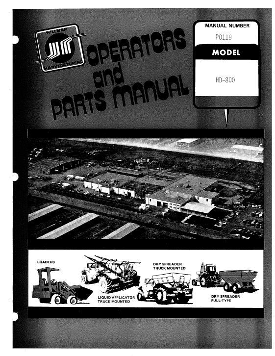 AGCO HD-800 Spreader (dry, truck mounted, 1981) Parts Book WRP0119 English