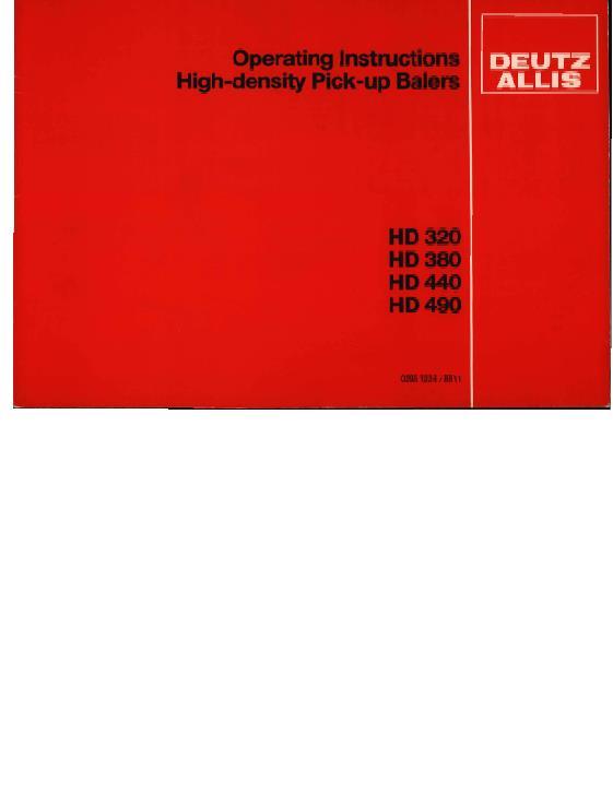 AGCO HD370 HD380 HD440 HD490 Baler Operator Manual 2951224 English