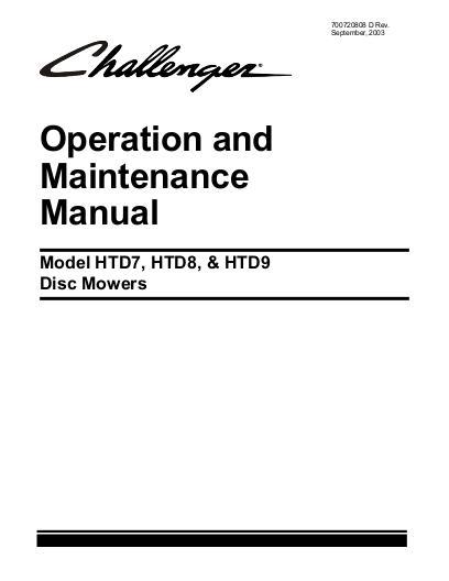 AGCO HTD7 HTD8 HTD9 Disc Mower Operator Manual 700720808D English 1 AGCO HTD7 HTD8 HTD9 Disc Mower Operator Manual 700720808D English
