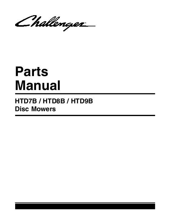 AGCO HTD7B HTD8B HTD9B Disc Mower Parts Book 700730140B English