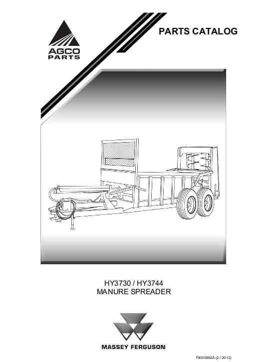 AGCO HY3730 HY3744 Manure Spreader (hydraulic push) Parts Book 79035892A English