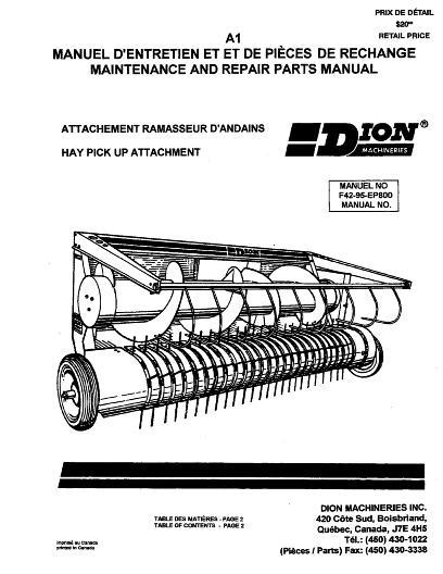 AGCO Hay Pickup (attachment) Parts Book F4295EP800 Multiple