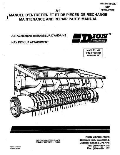 AGCO Hay Pickup (attachment) Service Manual F4297EP801 Multiple