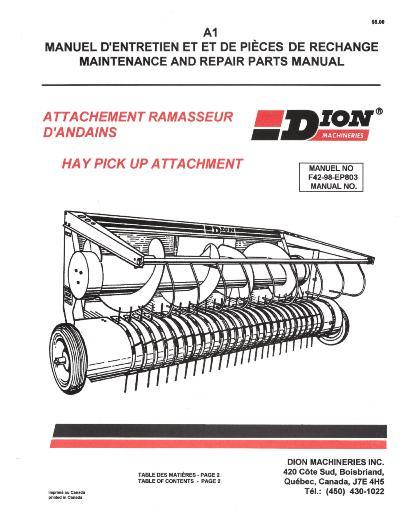 AGCO Hay Pickup (attachment) Service Manual F4298EP803 Multiple