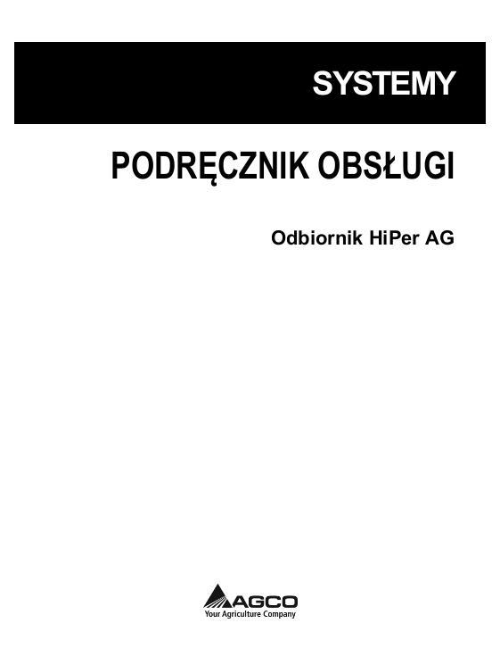 AGCO HiPer AG Operator Manual ACZ0001930C Polish 1 AGCO HiPer AG Operator Manual ACZ0001930C Polish