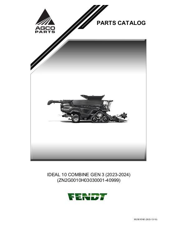 AGCO IDEAL 10 Combine Gen 3 (2023-2024) Parts Book 652951END English